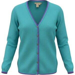 Studio 121 Cashmere Twin Set Women M Teal Cardigan Preppy Old Money Quiet Luury